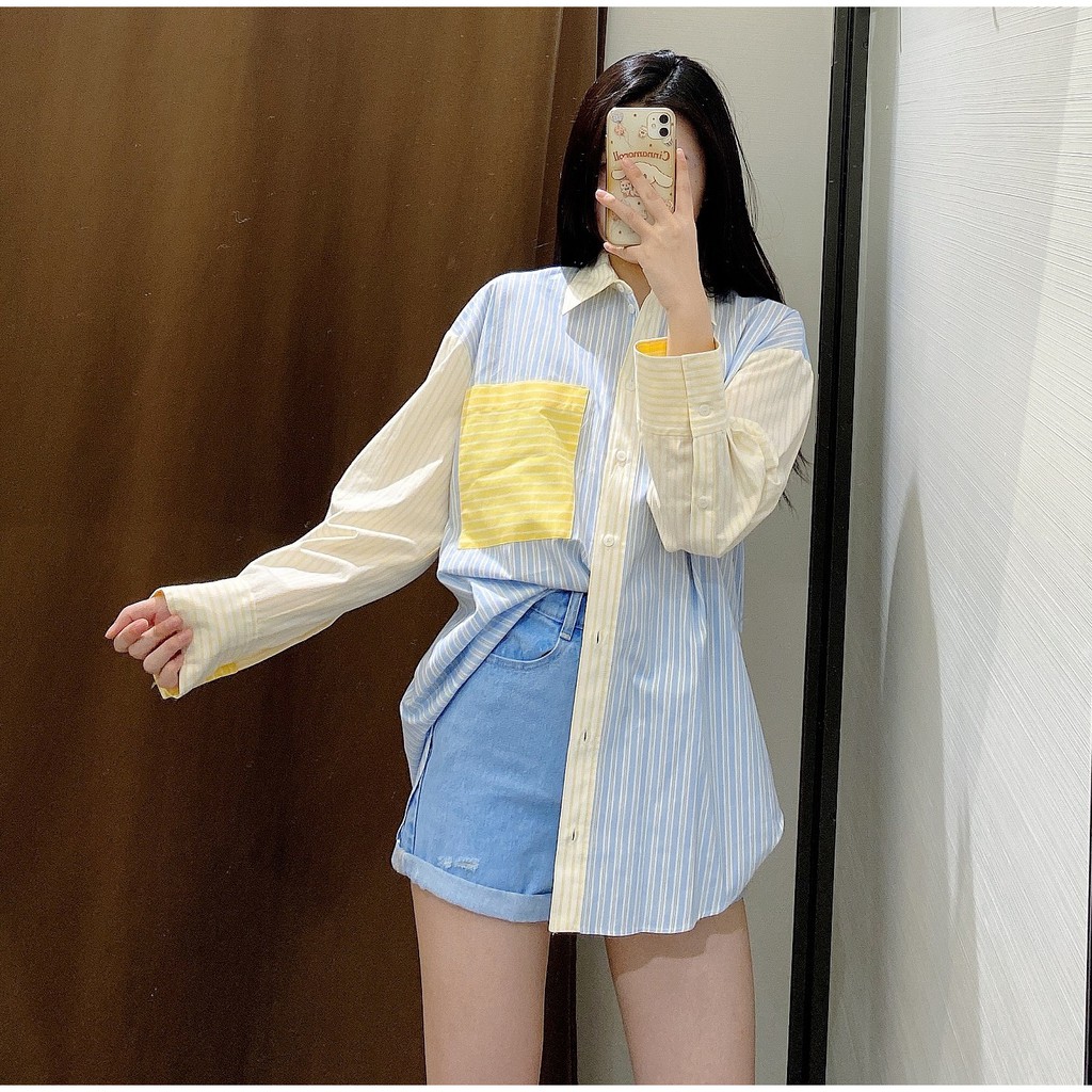 Áo sơ mi zara kẻ sọc phối nhiều màu