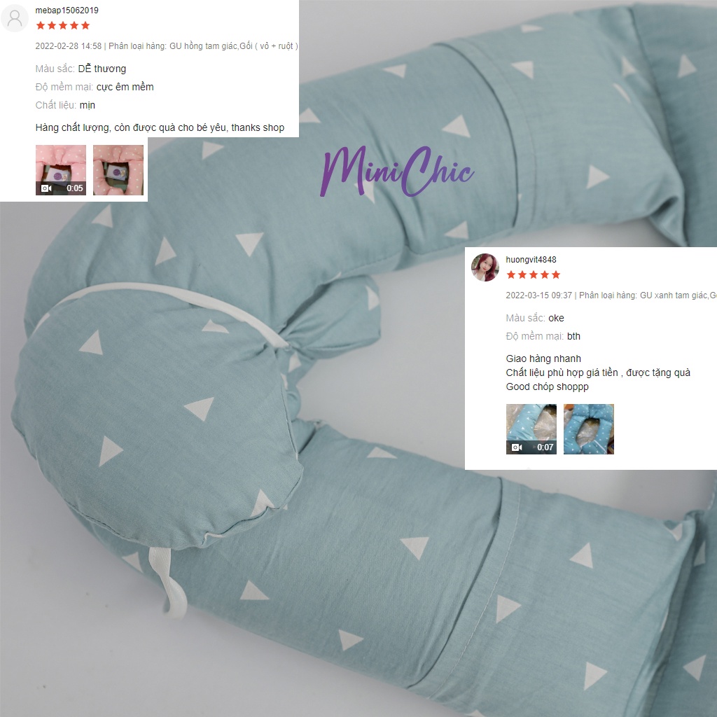 Gối chữ u cho bé chống méo đầu chống giật mình, gối ôm cho bé sơ sinh ngủ ngon CareKids