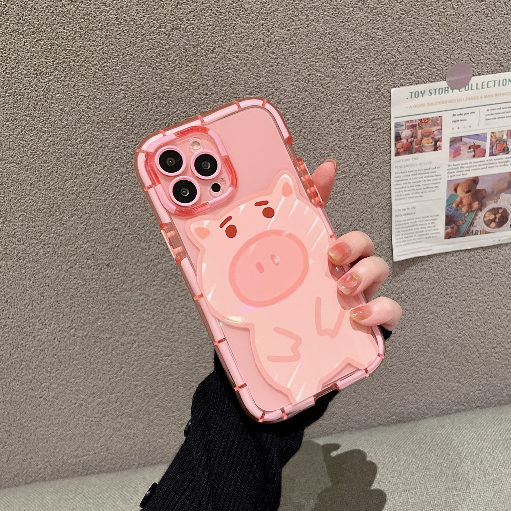 Ốp Điện Thoại Chống Sốc Họa Tiết Heo Và Ngoài Hành Tinh Hoạt Hình Cho iPhone 14 / 13 / 12 / 11 / X