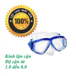 (MUA 1 TẶNG 1) Combo Mặt nạ lặn Ống thở, CẬN độ cận từ 1.5 đến 8.0 độ, mắt KÍNH CƯỜNG LỰC - ống thở ngăn nước