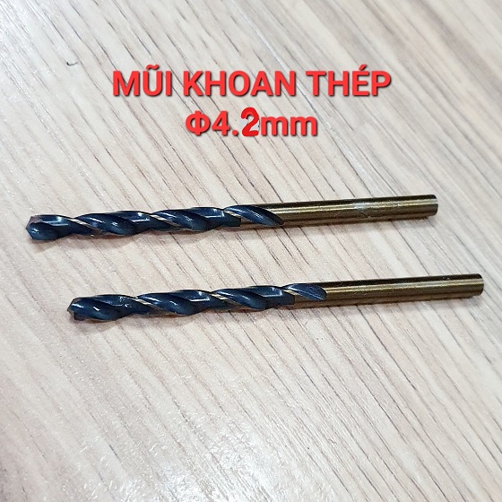 Set Gồm 2 Mũi Khoan 4,2mm Màu Vàng Đồng Đường Xoắn Màu Đen Chất Liệu Thép