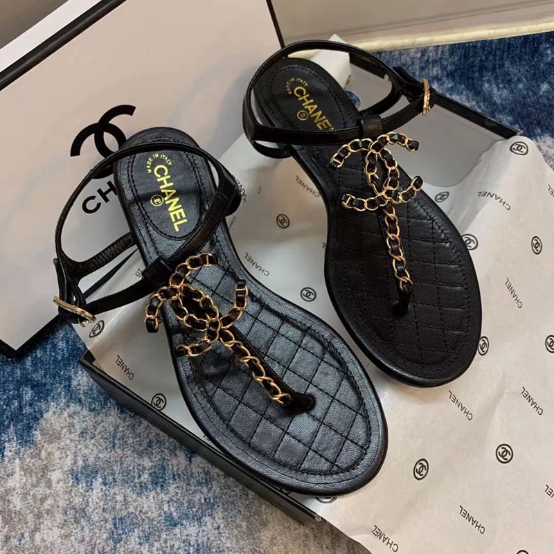 CHANEL Xăng đan quai chữ C thời trang xuân hè cho nữ