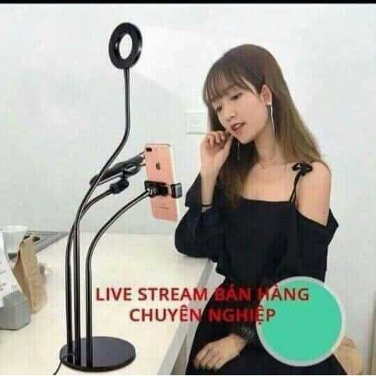 Bộ dụng cụ livestream chuyên nghiệp kèm đèn led 3 mức độ sáng, khung bằng sắt sơn tĩnh điện