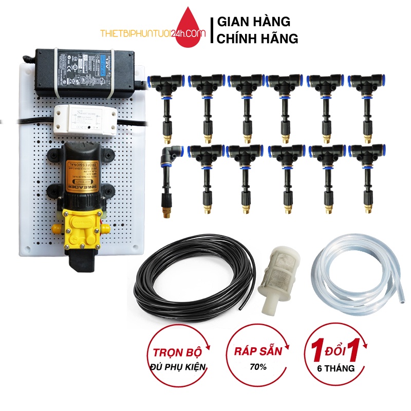 Trọn bộ phun sương vườn lan vườn cây cảnh 12 béc đồng 1 hướng điều khiển bằng điện thoại từ xa qua wifi ráp sẵn - MHL
