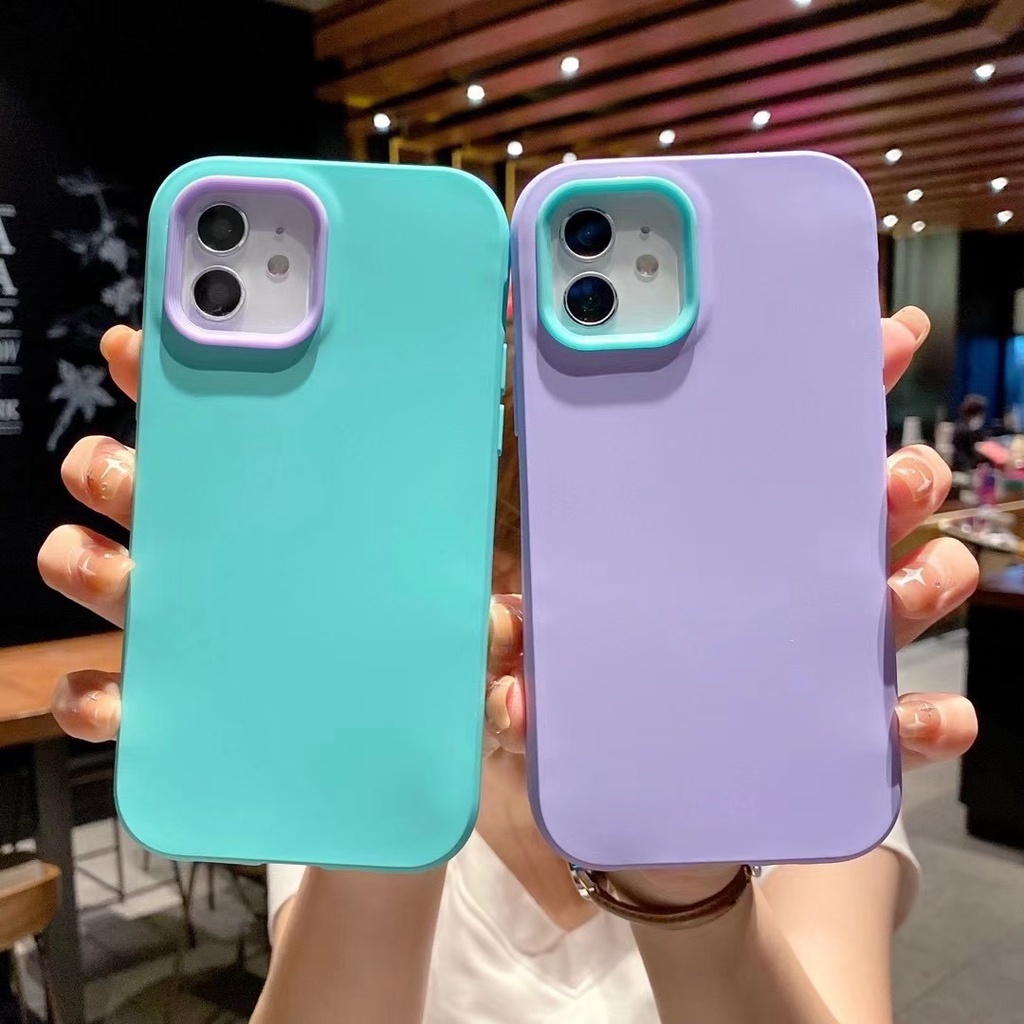 Ốp Điện Thoại Silicon Dẻo Mềm Màu Cam / Xanh Dương / Tím 3 Trong 1 Iphone 14 13 pro max 12 pro max 11 pro max xs max xr x 7 8 plus 7 8