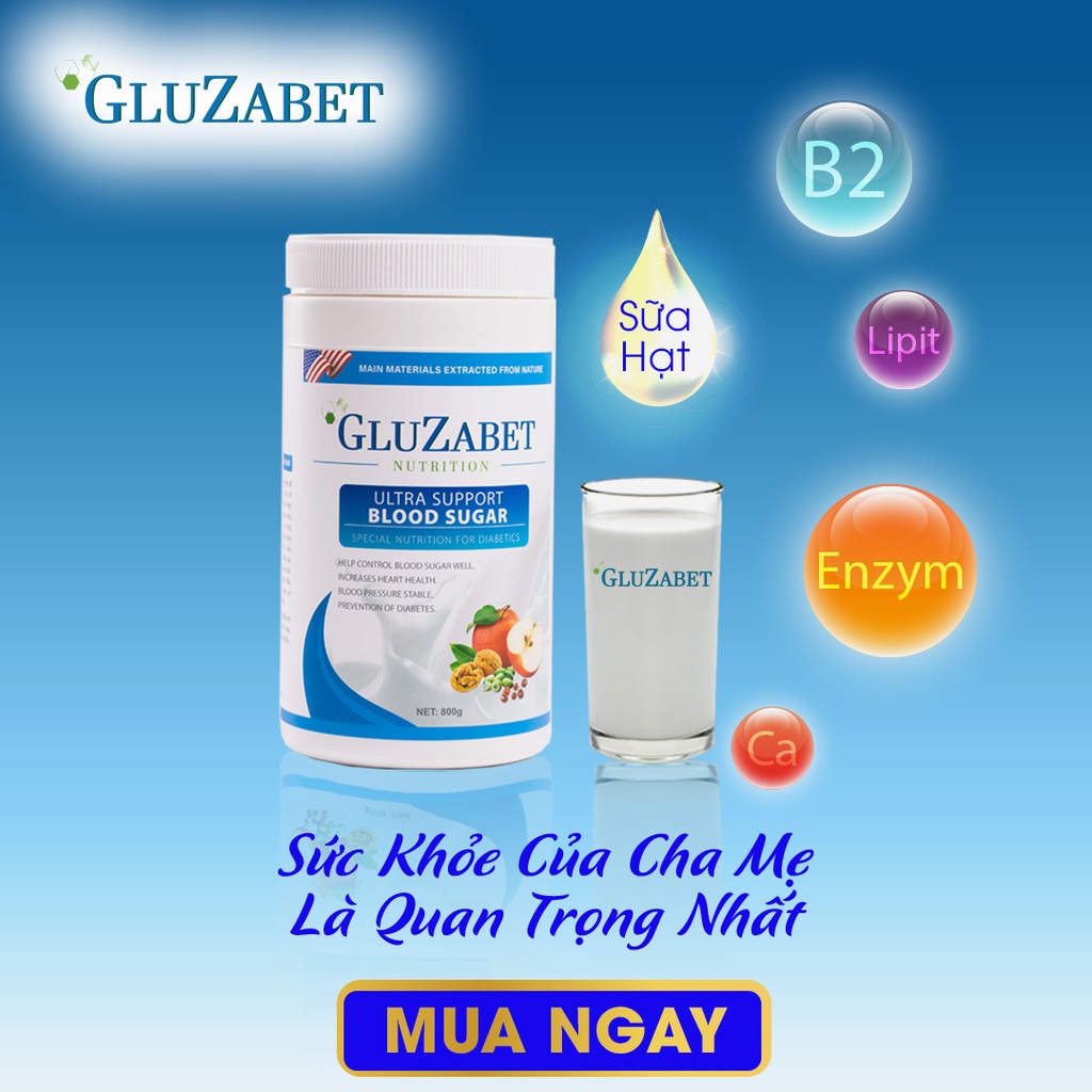 Combo 2 Hộp Sữa Tiểu Đường Gluzabet Mẫu Mới - Sữa hạt dinh dưỡng cho người tiểu đường Gluzabet