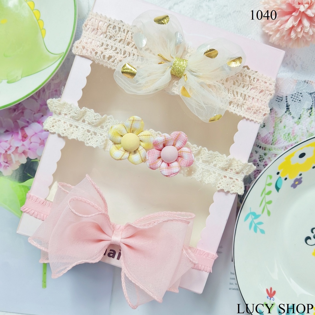 Băng đô Turban set 3 cái siêu dễ thương cho bé từ 0 đến 2 tuổi