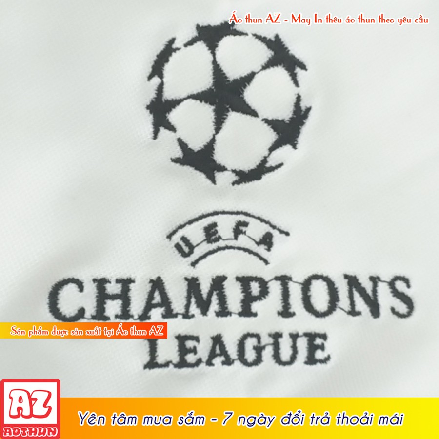 Áo thun bóng đá nam nữ thêu logo Juventus Champions League - Vải cá sấu cao cấp MT568