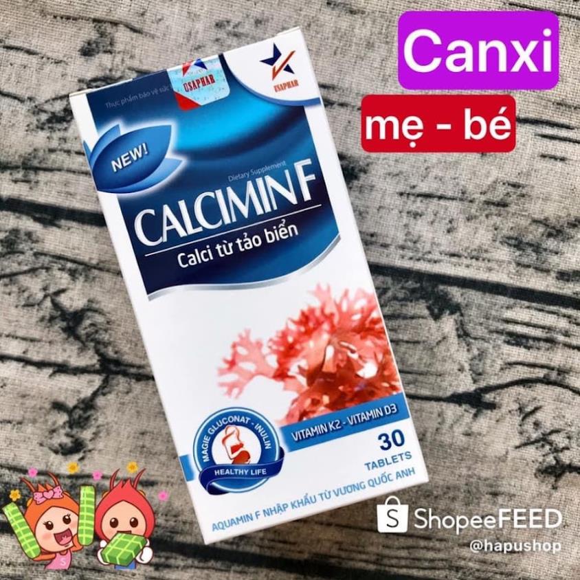 CANXI tảo biển hữu cơ CALCIMIN F Lọ 30 viên - Bổ sung canxi phát triển chiều cao, cho xương chắc khỏe