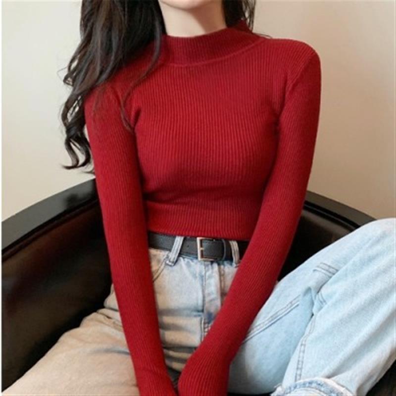 Áo sweater Dệt Kim Mỏng Cổ Cao Ôm Dáng Thời Trang Hàn Quốc 2022 Cho Nữ