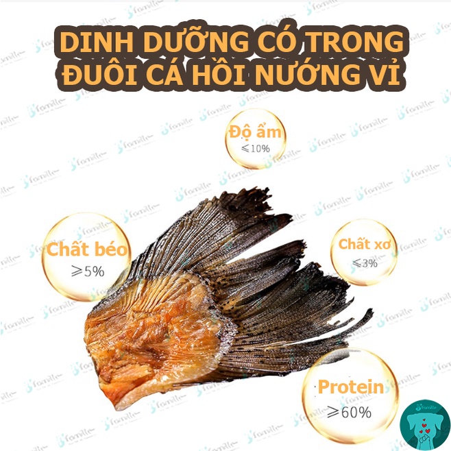 [GIÀU OMEGA 3, 6, 9]Snack Dinh Dưỡng Cho Thú Cưng JFamille, Đuôi Cá Hồi Nướng Vỉ, Bổ Sung Lecithin, Mượt Lông, Sáng Mắt.