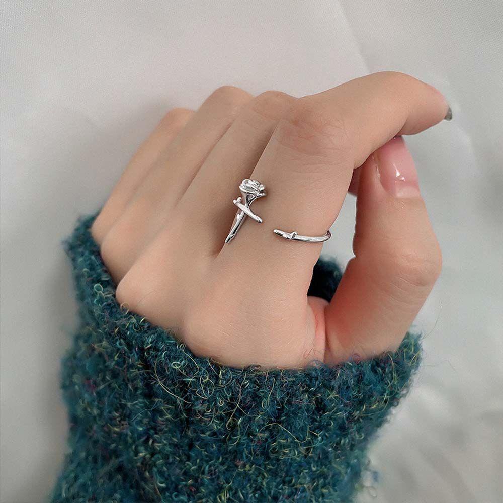 Nhẫn Cưới VANES1 Hình Hoa Trà Thanh Lịch Có Thể Điều Chỉnh Kích Cỡ|Nhẫn Hở Hình Hoa Hồng Bằng Đồng Thời Trang Cho Nữ