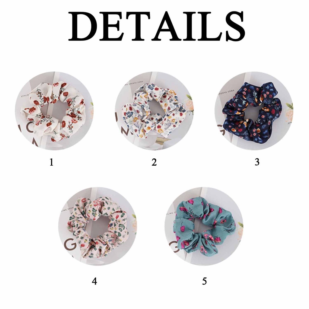 Dây Cột Tóc Co Giãn In Họa Tiết Hoa Phong Cách Cổ Điển Thời Trang Cho Nữ Mihan1