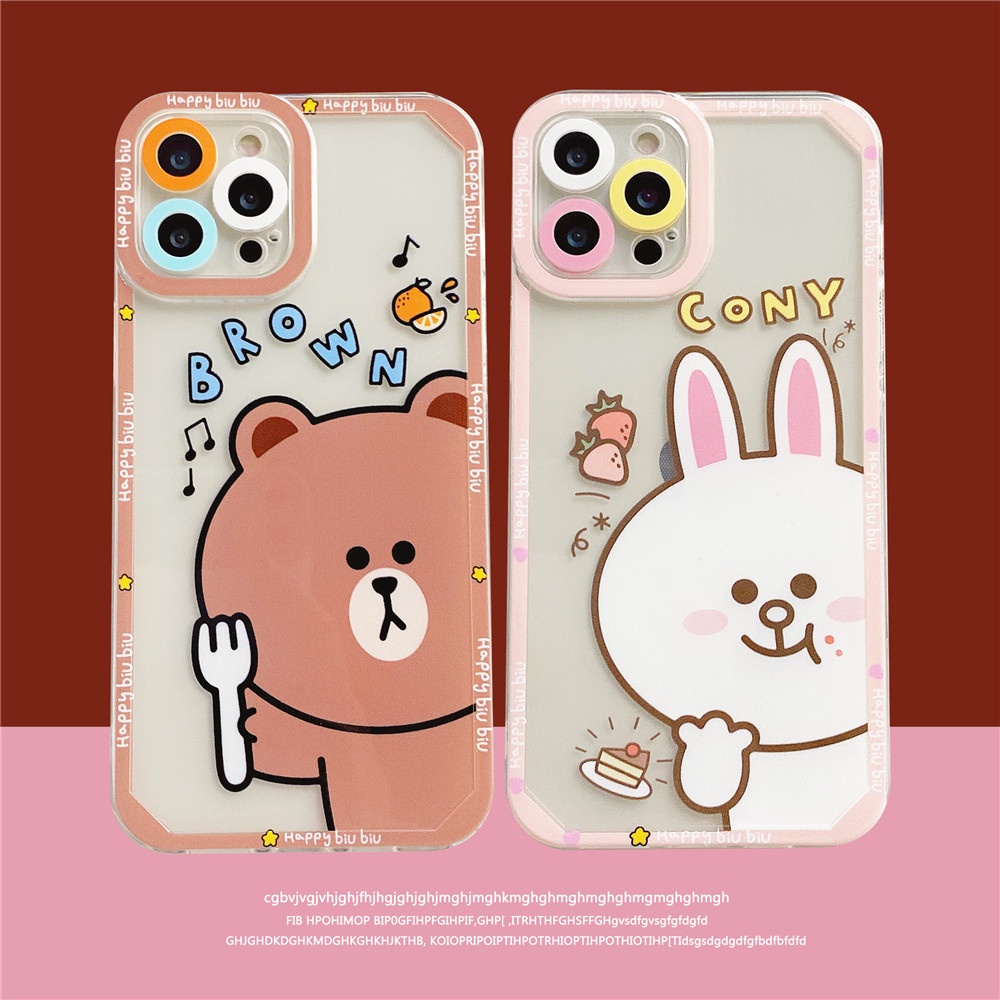 Ốp Điện Thoại Tpu Dẻo Trong Suốt Họa Tiết Hoạt Hình Gấu Nâu / Thỏ Dễ Thương Cho Iphone 11 12 Pro Max 12pro Se 2020 X Xs Max Xr 7 8 Plus