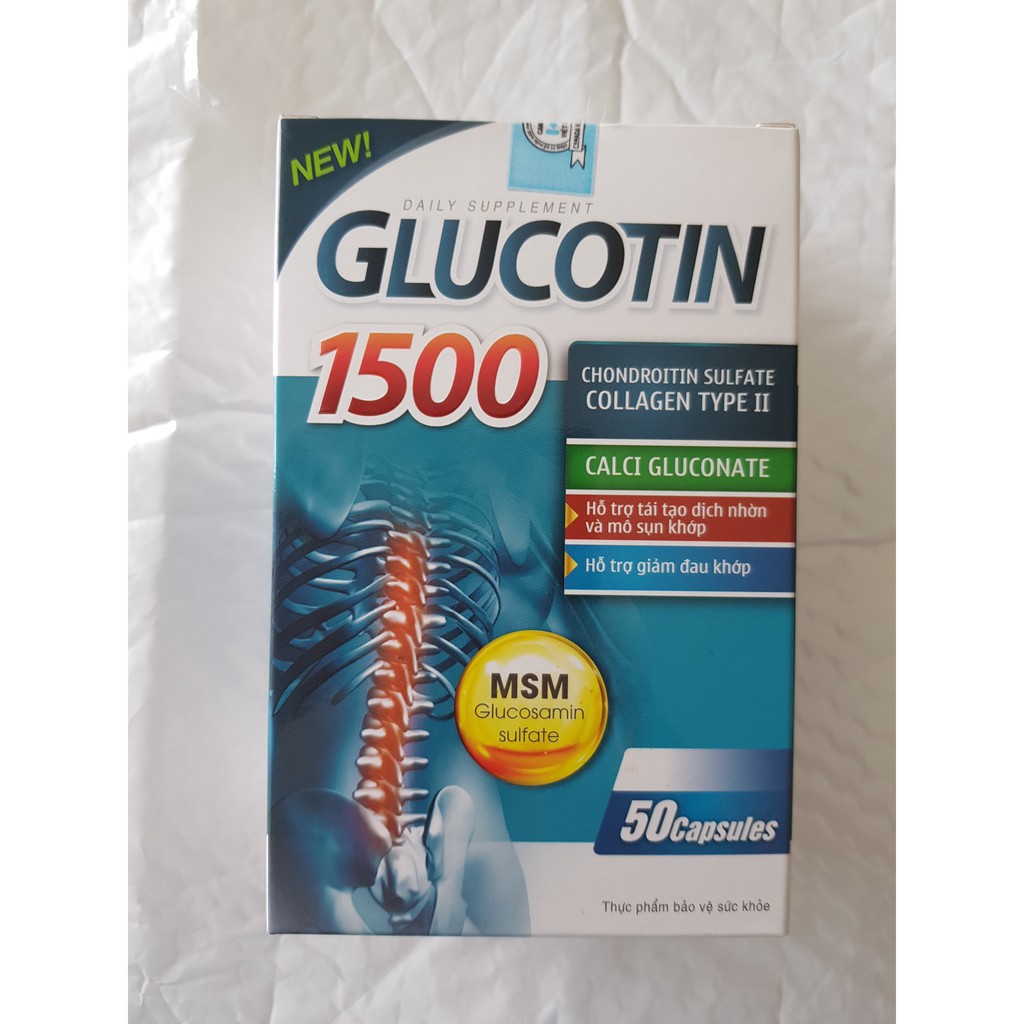 Glucotin 1500 - hGulucosamin 1500, Giảm đau, Chống viêm, Tái tạo dịch nhờn và mô sụn khớp