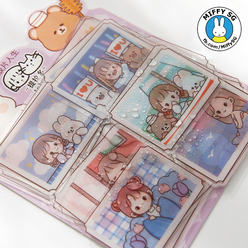 Túi 40 sticker PET không thấm nước hoạt hình xinh yêu thương chủ đề gấu con MINI ABU
