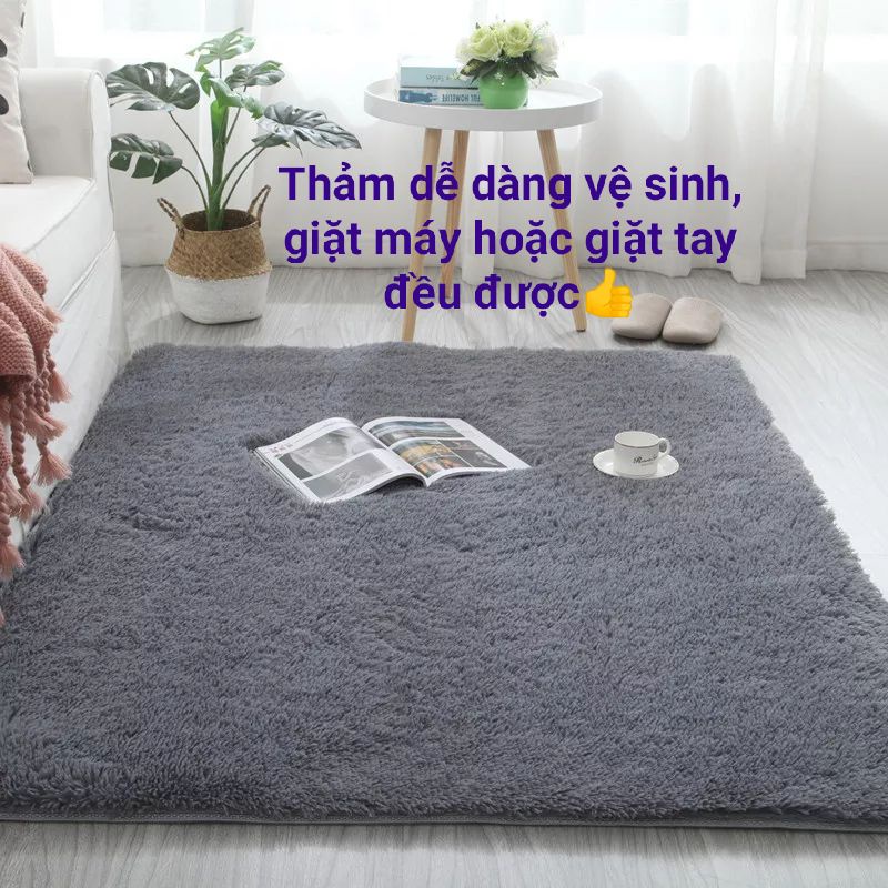 Thảm lông trang trí nhà, lông dày mịn loại 1, sợi bền không rụng lông