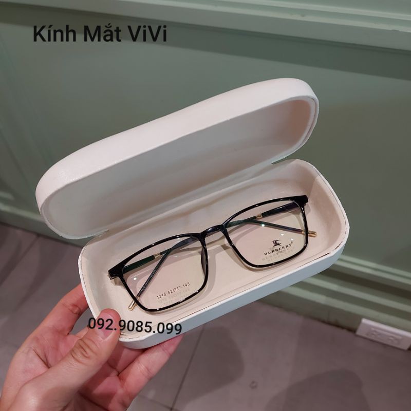 Gọng kính cận nam nữ hàn quốc dáng chữ nhật V1215 chất liệu nhựa dẻo càng kim loại, nhận cắt cận viễn loạn Kính mắt ViVi