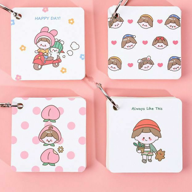 Flashcard học từ vựng ngoại ngữ hình vuông khủng long và các nhân vật hoạt hình cute/ flashcard ghi nhớ từ vựng 80 tờ