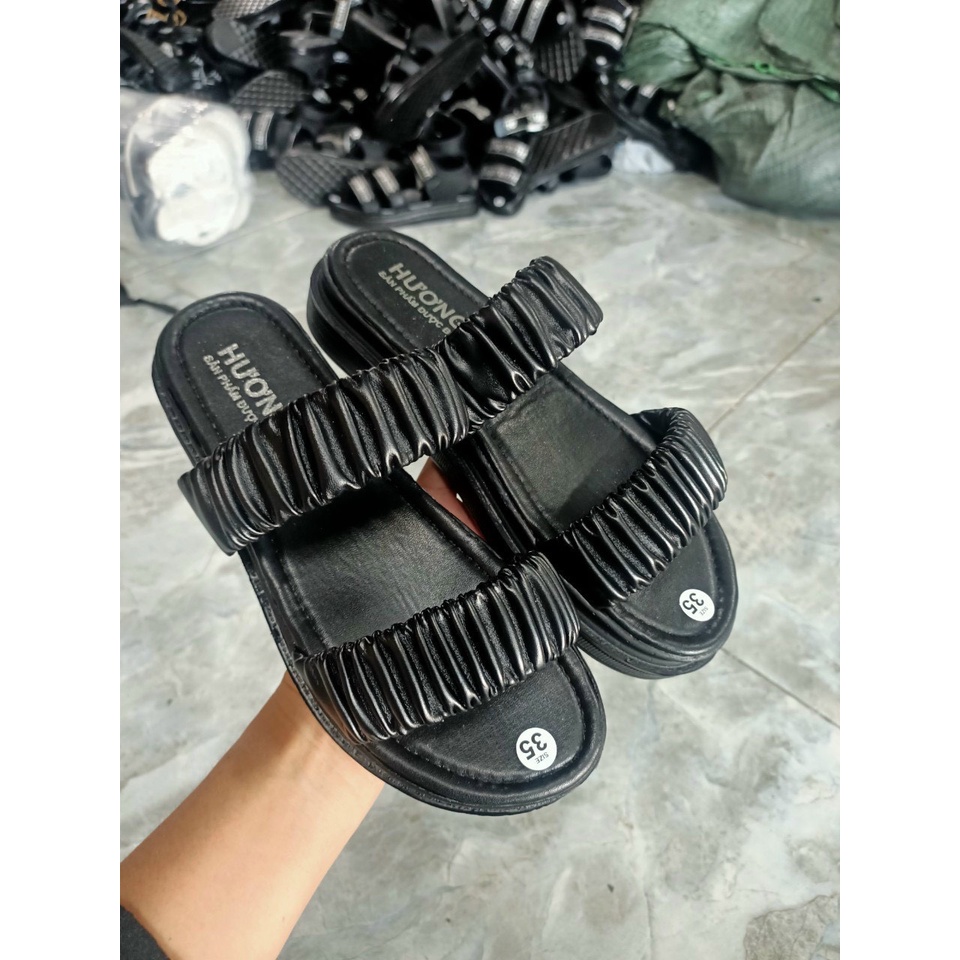 Dép Nữ Đế Bánh Mỳ 2 Quai Chun Nhún Kiểu Dáng Siêu Xinh