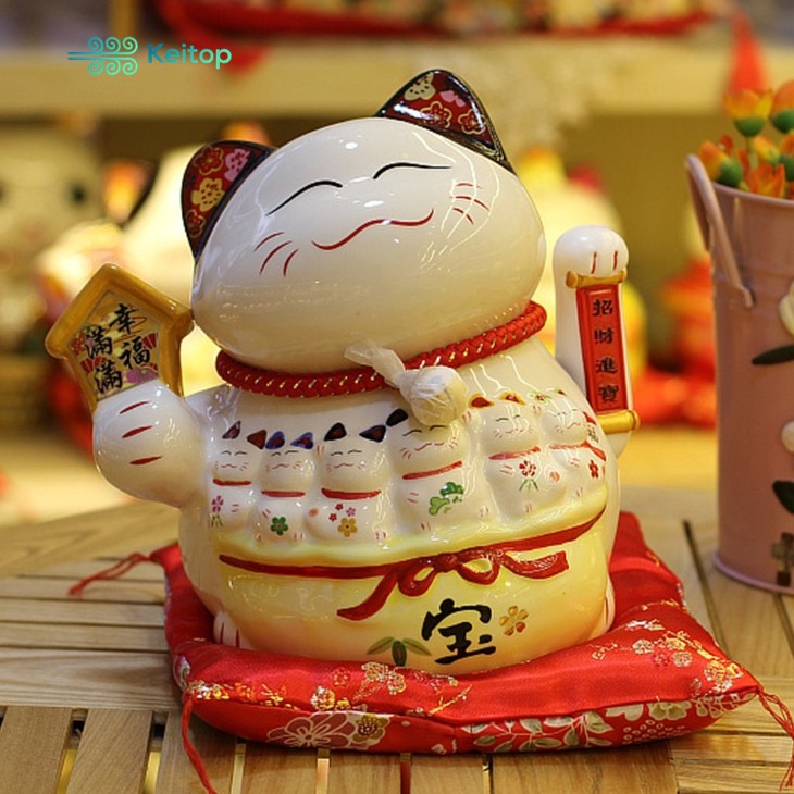 Mèo May Mắn Buôn May Bán Đắt Tài Lộc Phát 20cm KEITOP MANEKI-012