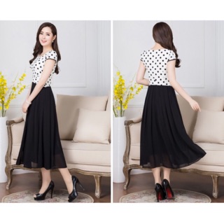 Chân váy voan dài đen
