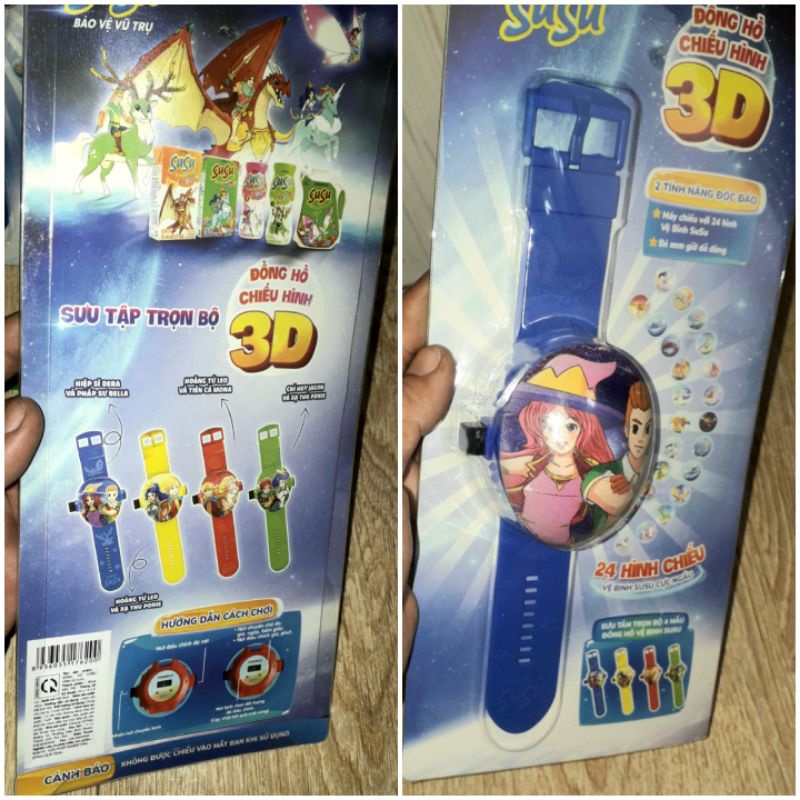 Một chiếc đồng hồ đồ chơi chiếu xem hình vệ binh 2 trong 1 cực ngầu