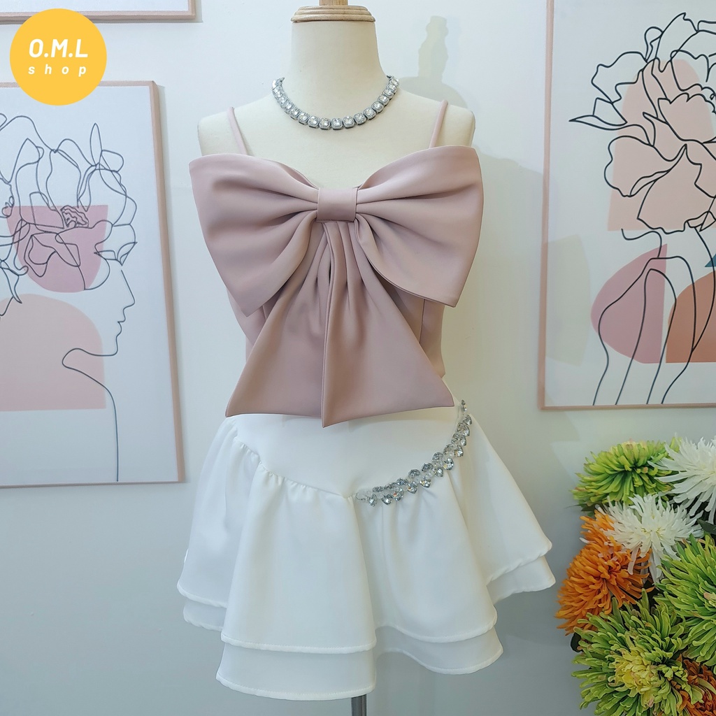 Áo croptop hai dây nơ lớn ĐỨNG PHOM xinh đẹp trẻ trung