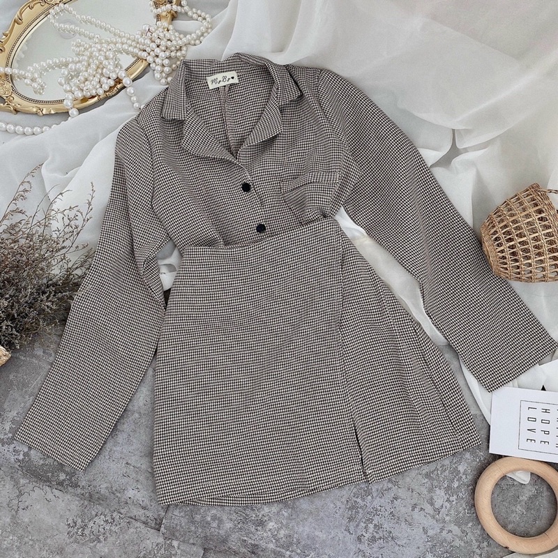 SÉT ÁO VEST TAY DÀI + QUẦN GIẢ VÁY SẺ TÀ