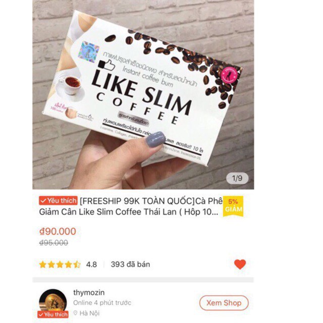 [ Gói Dời Ko Hộp ] cafe giảm cân idol slim,like slim - like slim coffee -thái lan -1 hộp 10 gói x 15g