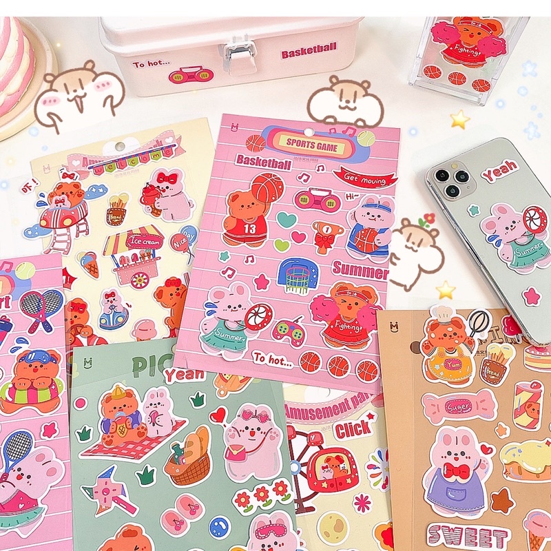 Sticker dán hình - dán ốp lưng, dán bình nước, dán nón bảo hiểm phụ kiện trang trí xinh xinh