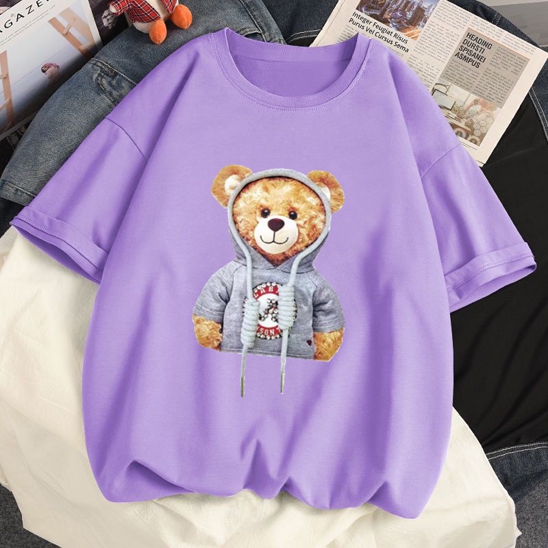 Áo thun SUXI tay ngắn cổ tròn in họa tiết hoạt hình phong cách Hàn Quốc thời trang mùa hè cho nữ