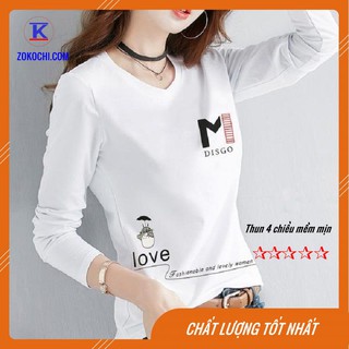 ÁO THU ĐÔNG NỮ DÀI TAY CỔ TRÒN | ÁO THUN NỮ CO GIÃN 4 CHIỀU HỌA TIẾT TRẺ TRUNG - LADY SHOP HN