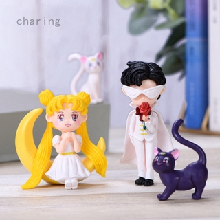 Mô Hình Cặp Đôi Mèo Trắng Đen Trang Trí Chậu Cây Cảnh