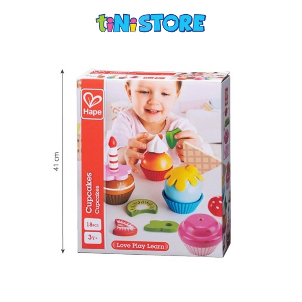 tiNiStore-Đồ chơi xếp chồng bánh cupcake HAPE E3157B