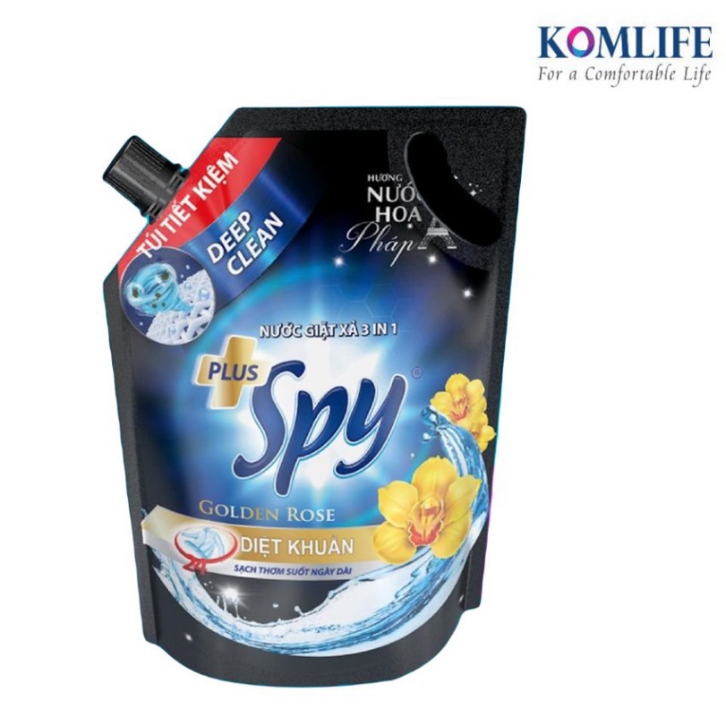 Nước Giặt, Nước Giặt Xả 2 In 1 Spy Plus Vàng Với 2 Dung Tích Túi 1,6L Và 2,6L - Hàng Chính Hãng