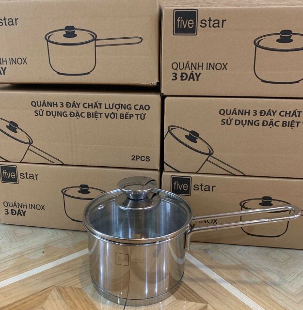 QUÁNH 3 ĐÁY CHÍNH HÃNG FIVESTAR , Nồi quấy bột inox 430 (12cm