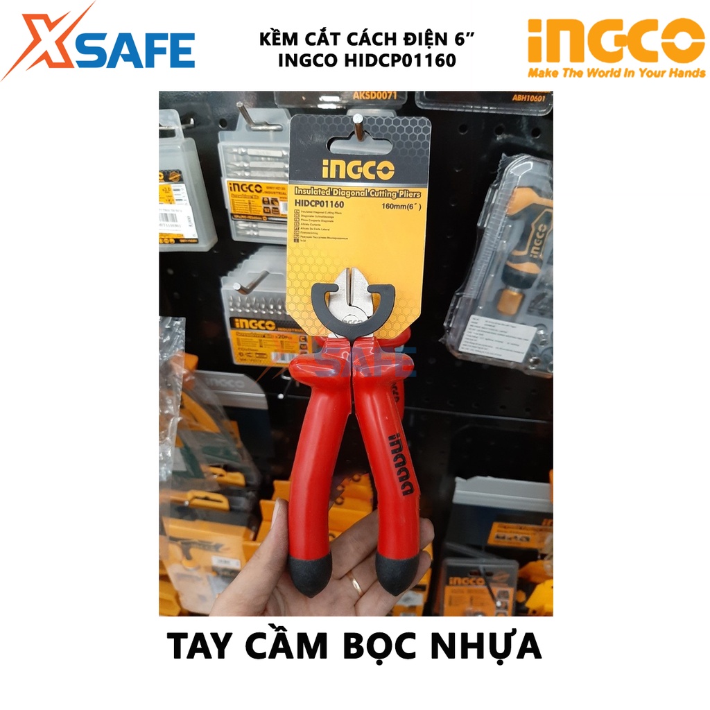 Kìm cắt cách điện INGCO HIDCP01160 6 inch/160mm, tay cầm cách điện 1000V chuyên dụng