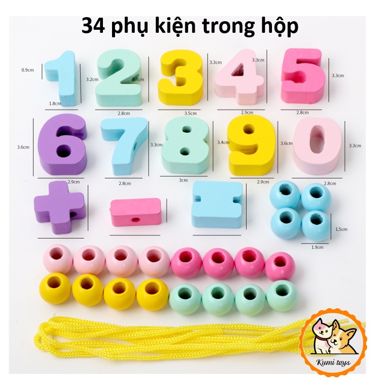 Đồ chơi gỗ xâu vòng số và hạt giá sốc Kumi toys