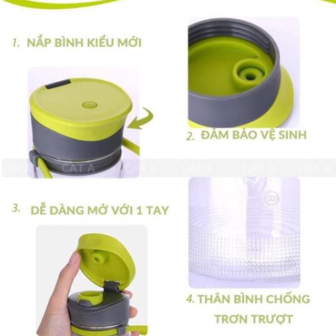 [Rẻ Vô Địch] Bình đựng nước bằng Nhựa BPA FREE MIGO Cao cấp - 730ml - 1783- 001 - kèm rây lọc, quai