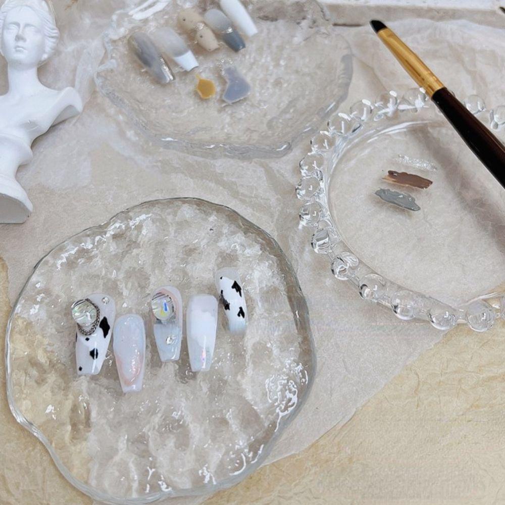 Bảng Pha Màu Vẽ Móng Tay Bằng Thủy Tinh Trong Suốt