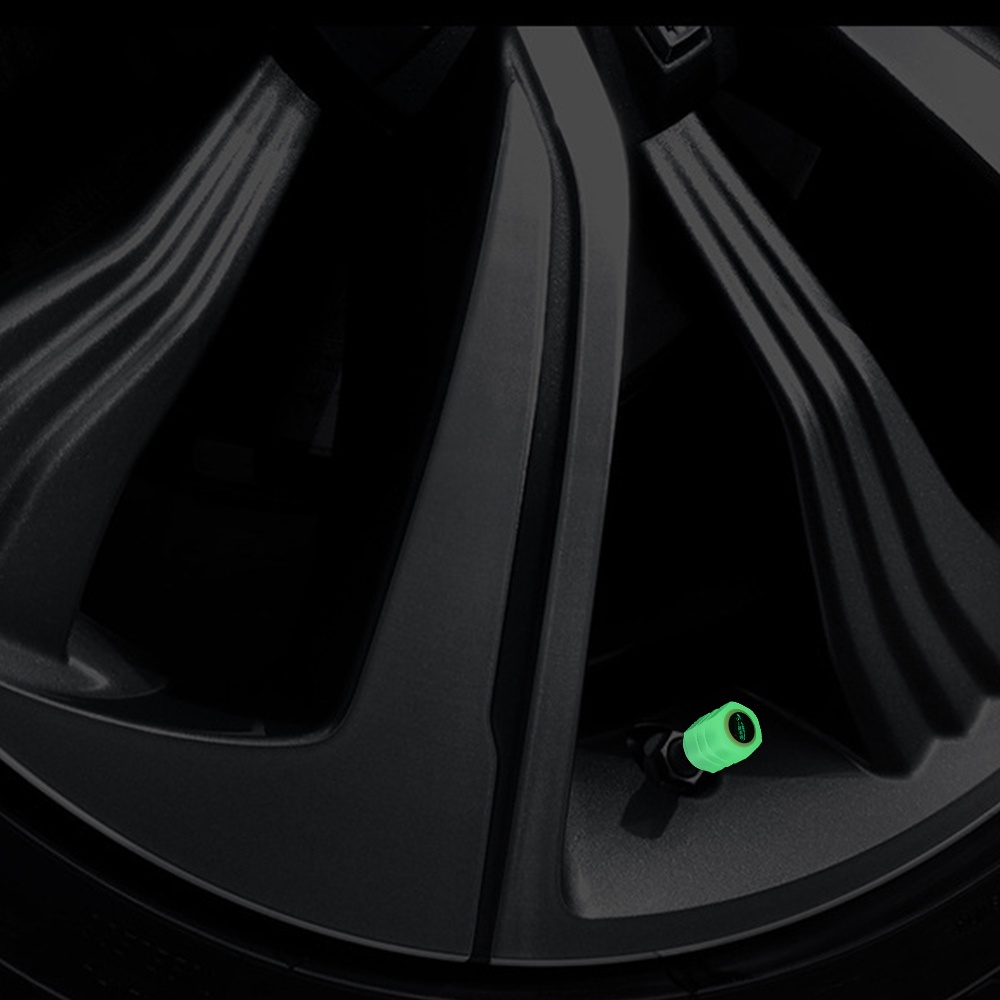 Bộ 4 Nắp Van Xe Hơi / Xe Máy / Xe Tải Hình Đầu Lâu Màu Dạ Quang Chống Bụi Bẩn Tiện Dụng