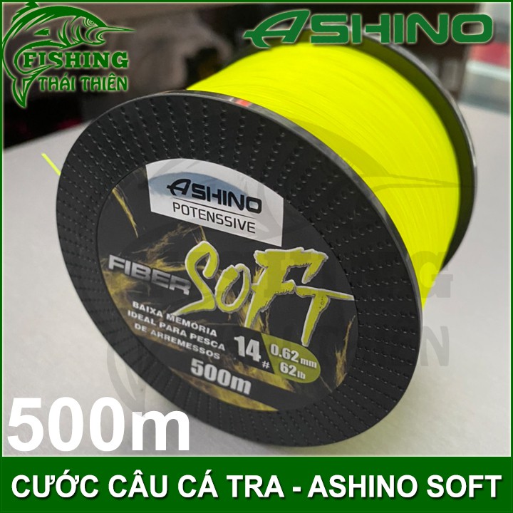 Dây câu, Cước Câu Cá Siêu Bền Ashino Soft cuộn dài 500m màu vàng