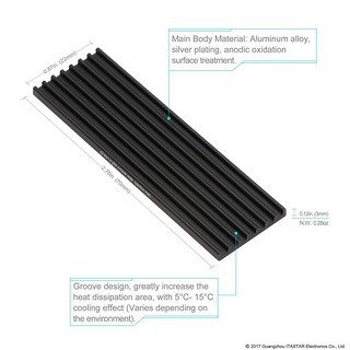 Tản nhiệt SSD cổng PCIe NVMe M.2 2280 kèm miếng dán tản nhiệt nano