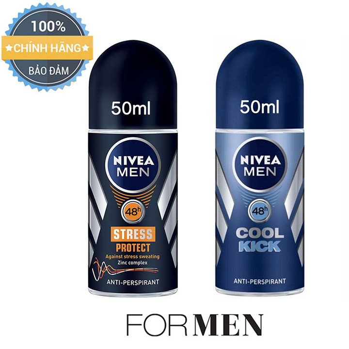 Combo 2 chai Lăn khử mùi Nam khô thoáng Nivea Men Hàng Nhập Khẩu 50ml/chai