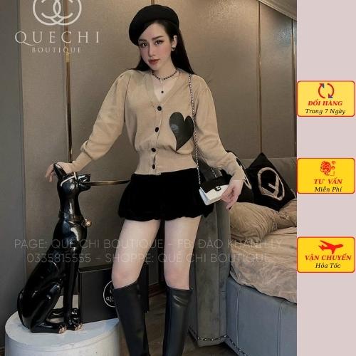 Áo cardigan len nữ dáng ngắn họa tiết tim công sở ulzzang Hàn Quốc mùa thu đông