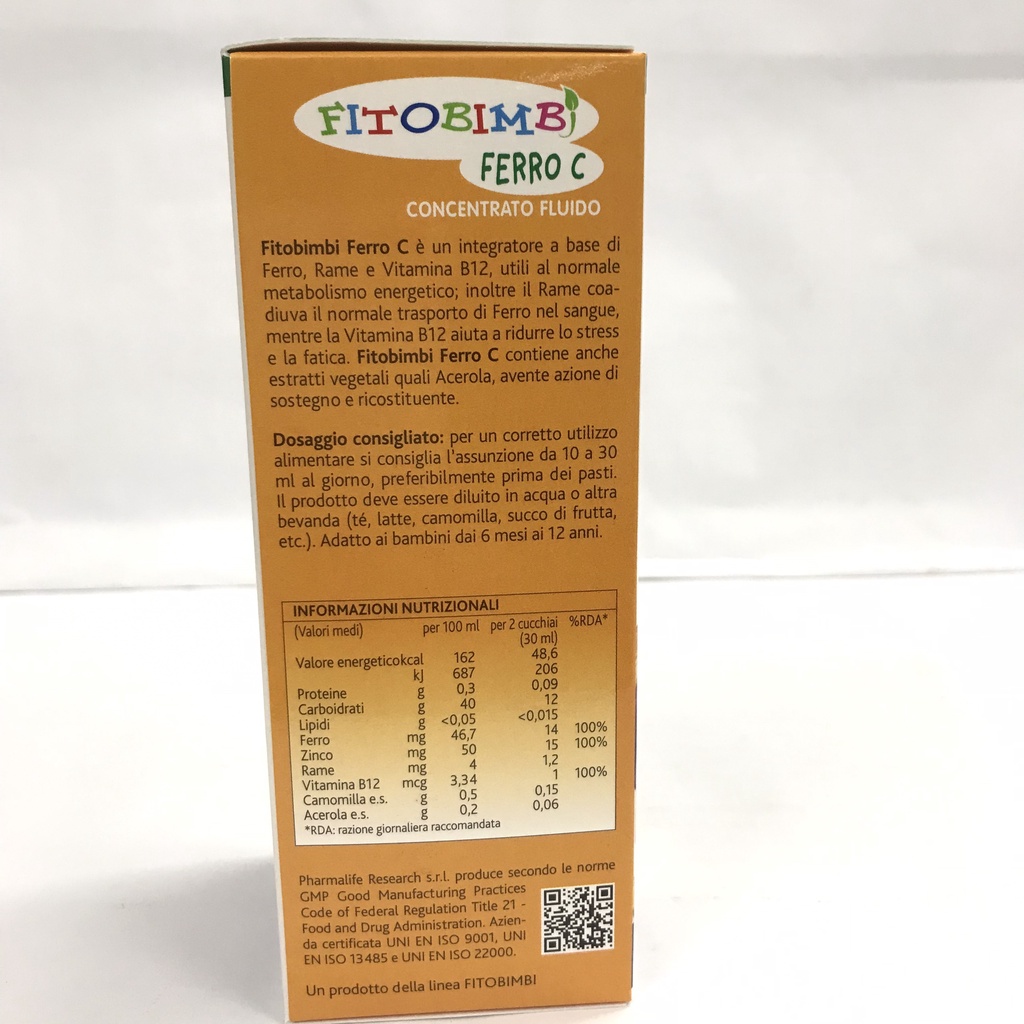 Siro Ferro C Bimbi của Fitobimbi - Bổ sung sắt, Vitamin C, kẽm cho bé giúp bé đủ chất, khỏe mạnh - nhập khẩu từ Ý