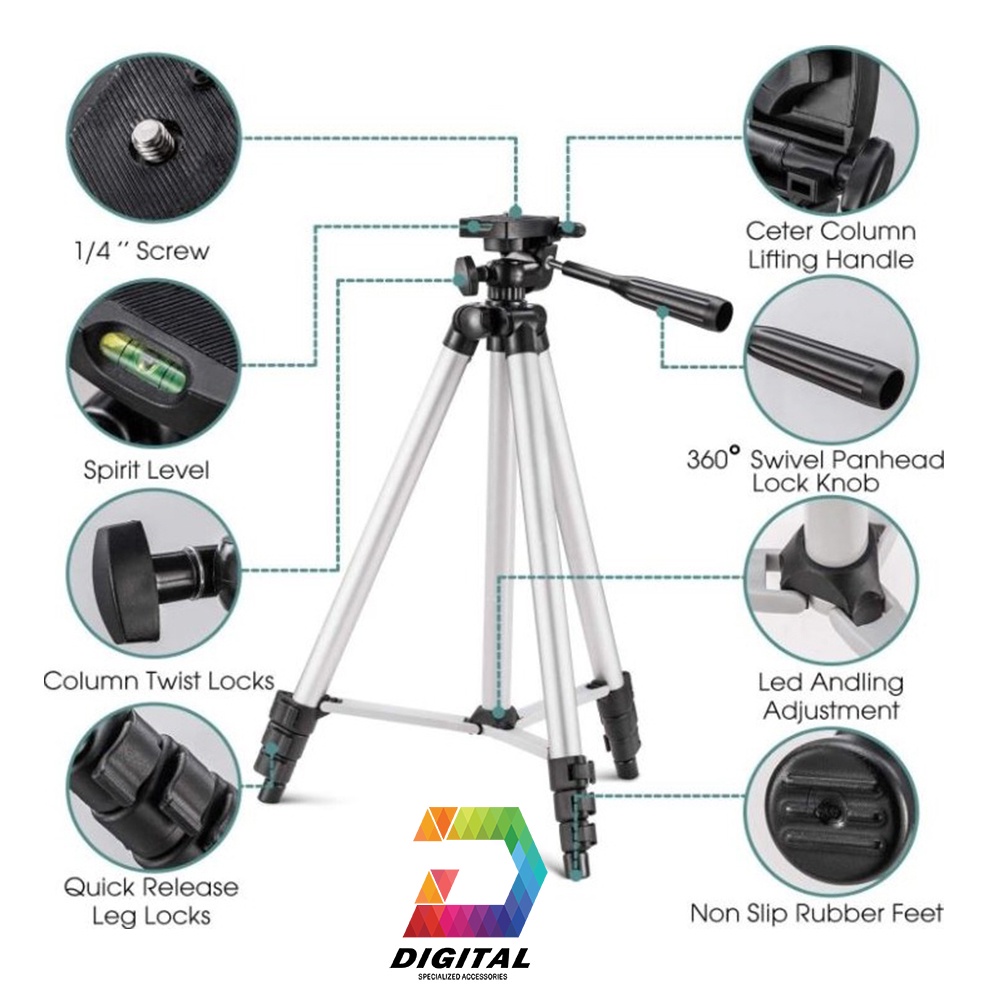 Tripod 3 Chân Cho Điện Thoại, Máy Ảnh 3110 Đa Năng