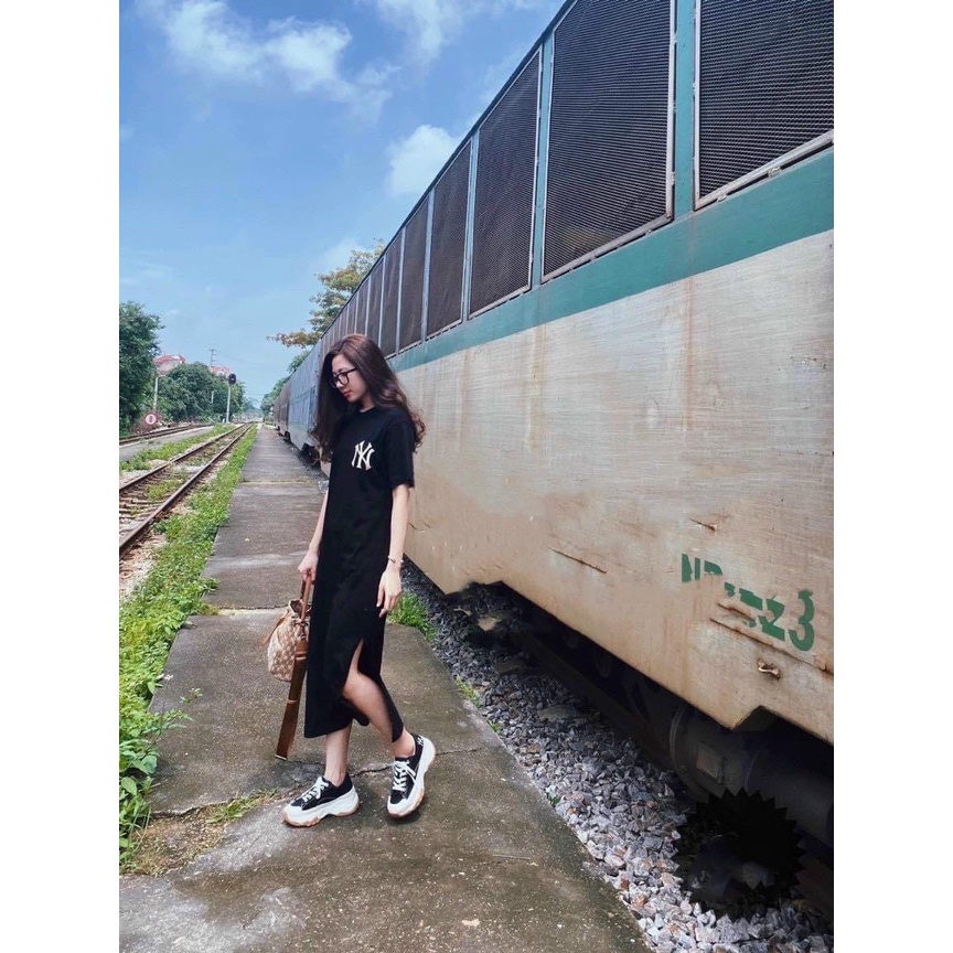 Váy suông dáng dài N.Y xẻ sườn, đầm suông dài thun cotton co giãn | BigBuy360 - bigbuy360.vn