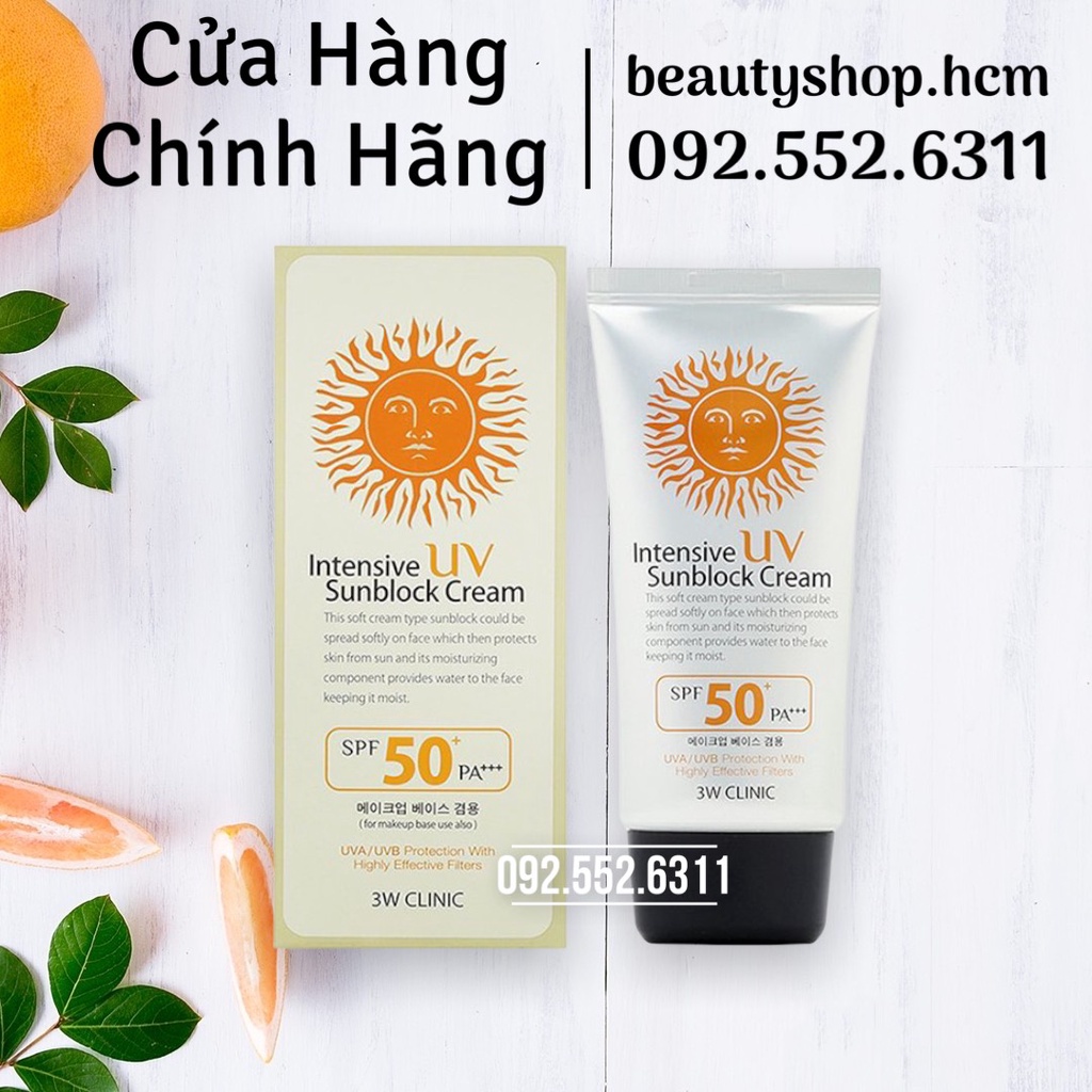 Kem chống nắng 3W Clinic Intensive UV Sunblock Cream SPF 50 PA+++ 70 ml